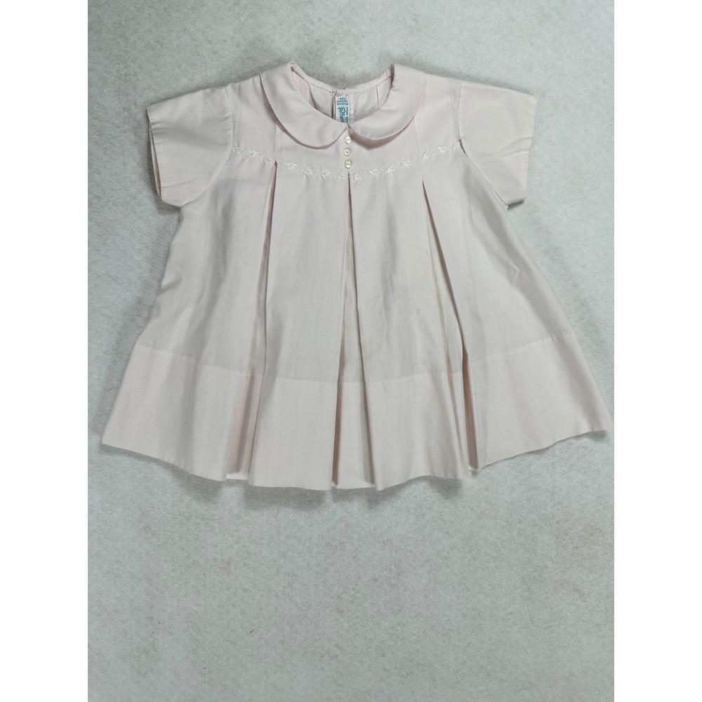 Vintage Feltman Brothers Pink Hand Embroidered Peter Pan Collar Baby Dress